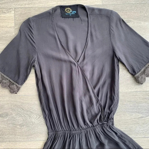 Revolve Blue Life Boho Romper Surplice Neck Crochet Lace Black Size Small - Picture 6 of 17